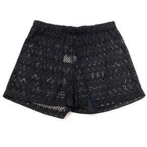 Palm Rio Beach Coverup Shorts Black Lace‎ 4.5" Inseam Womens Medium Chevron NEW